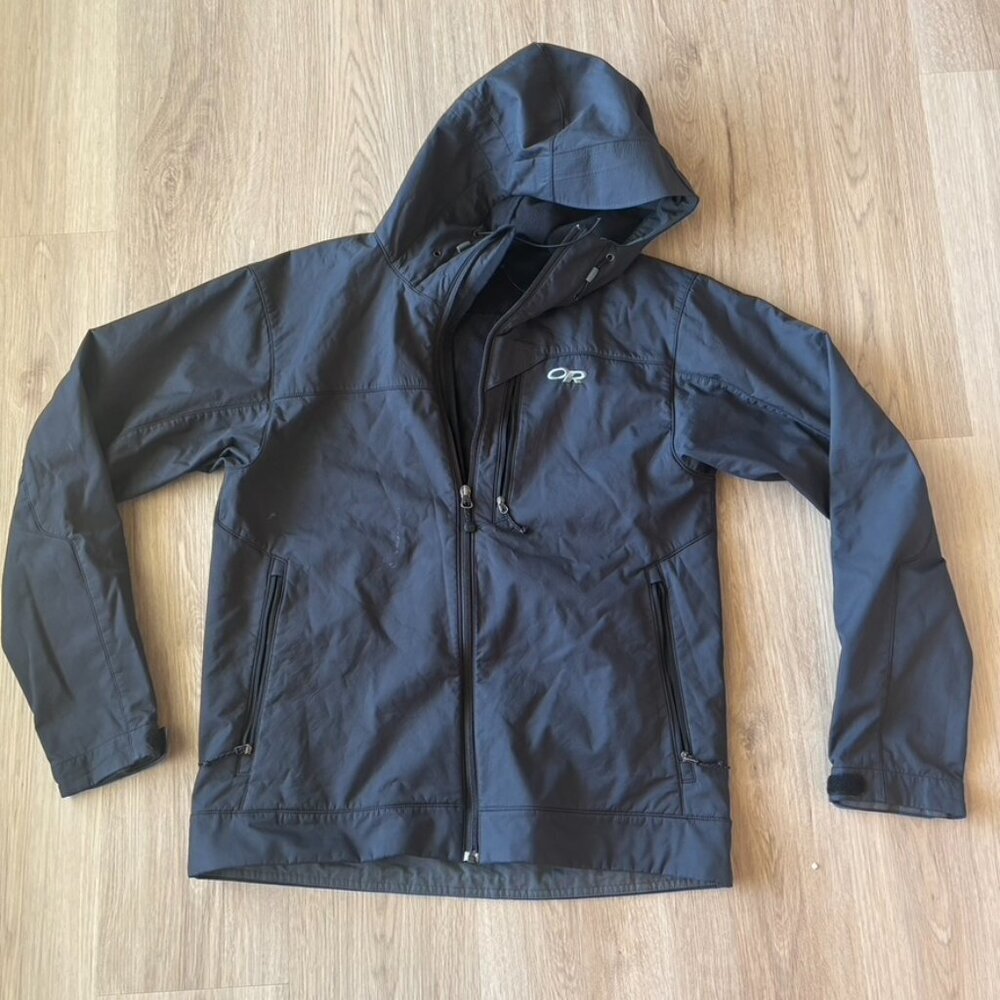 Outdoor Research Transfer Full Zip Soft Shell Hoodie Jacket Black Men’s Medium